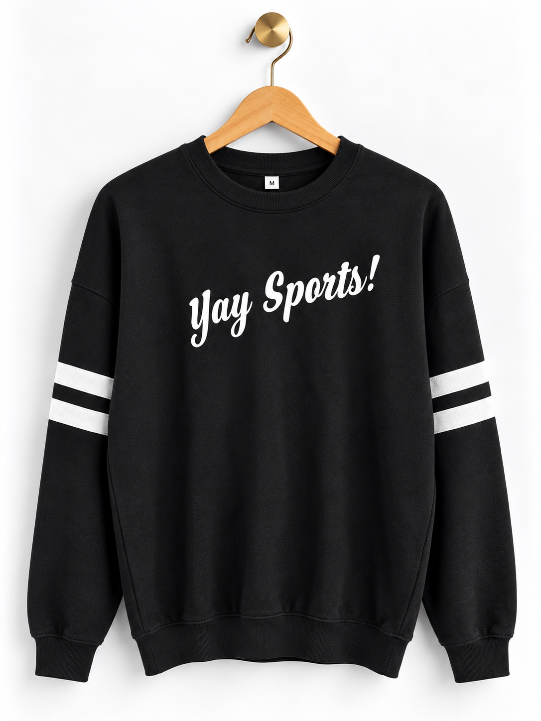 Yay Sports! Striped Sleeve Sweatshirt - Black