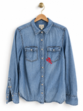 Upcylced J. Crew Embroidered Lobster Denim Shirt