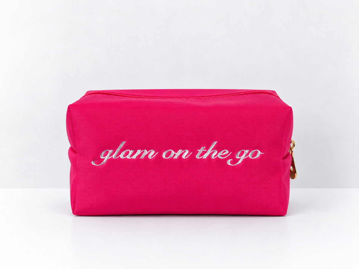 Glam On The Go Embroidered Costemic Bag - Hot Pink