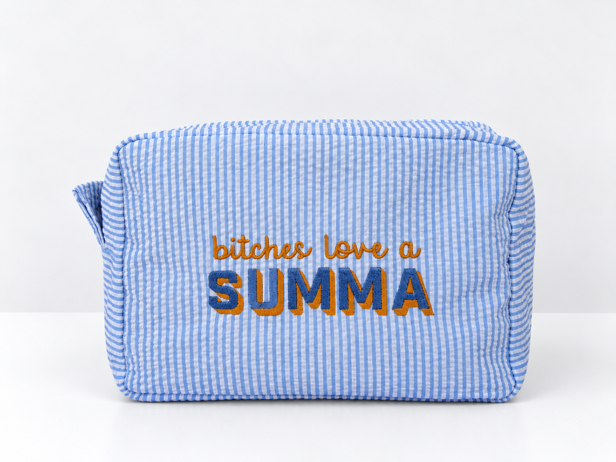 The "Bitches Love A Summa" Pouch & Travel Case- Blue/Orange