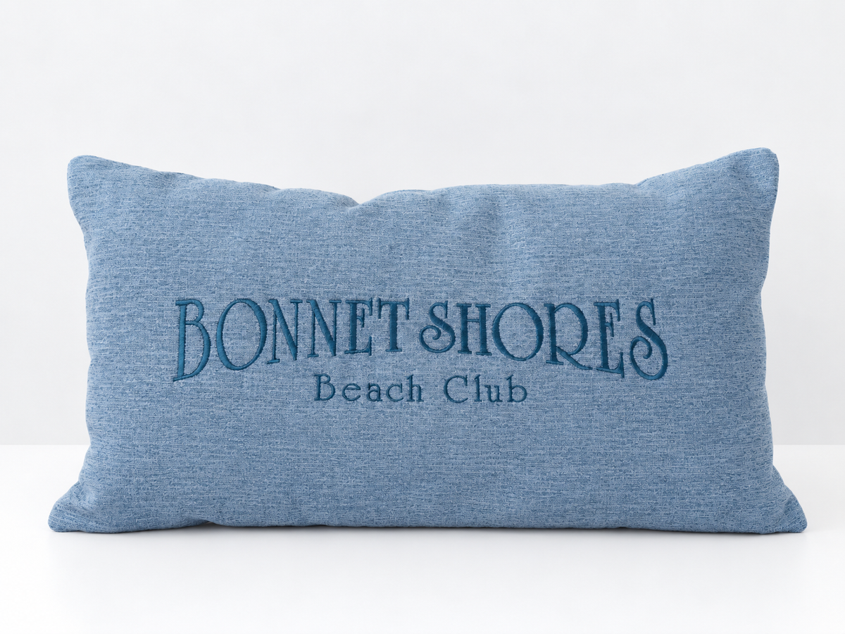 Bonnet Shore Beach Club Embroidered Throw Pillow Case - Blue