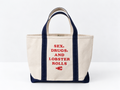 The "Sex, Drugs, & Lobster Rolls" Canva Beach Tote Bag- Navy & Natural