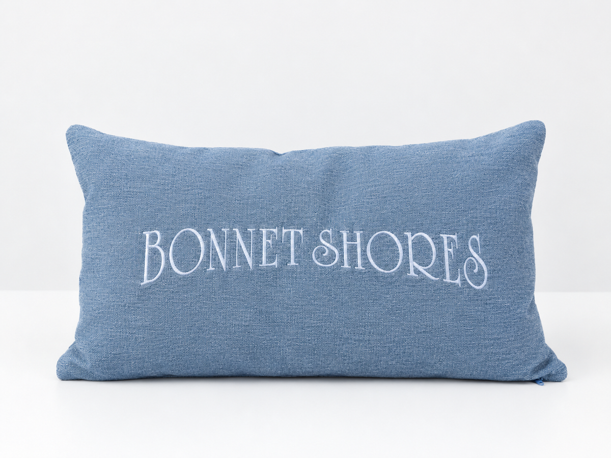 Bonnet Shores Embroidered Throw Pillow Case - Blue