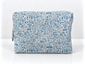 Blue Toile Coastal Scene Canvas Pouch
