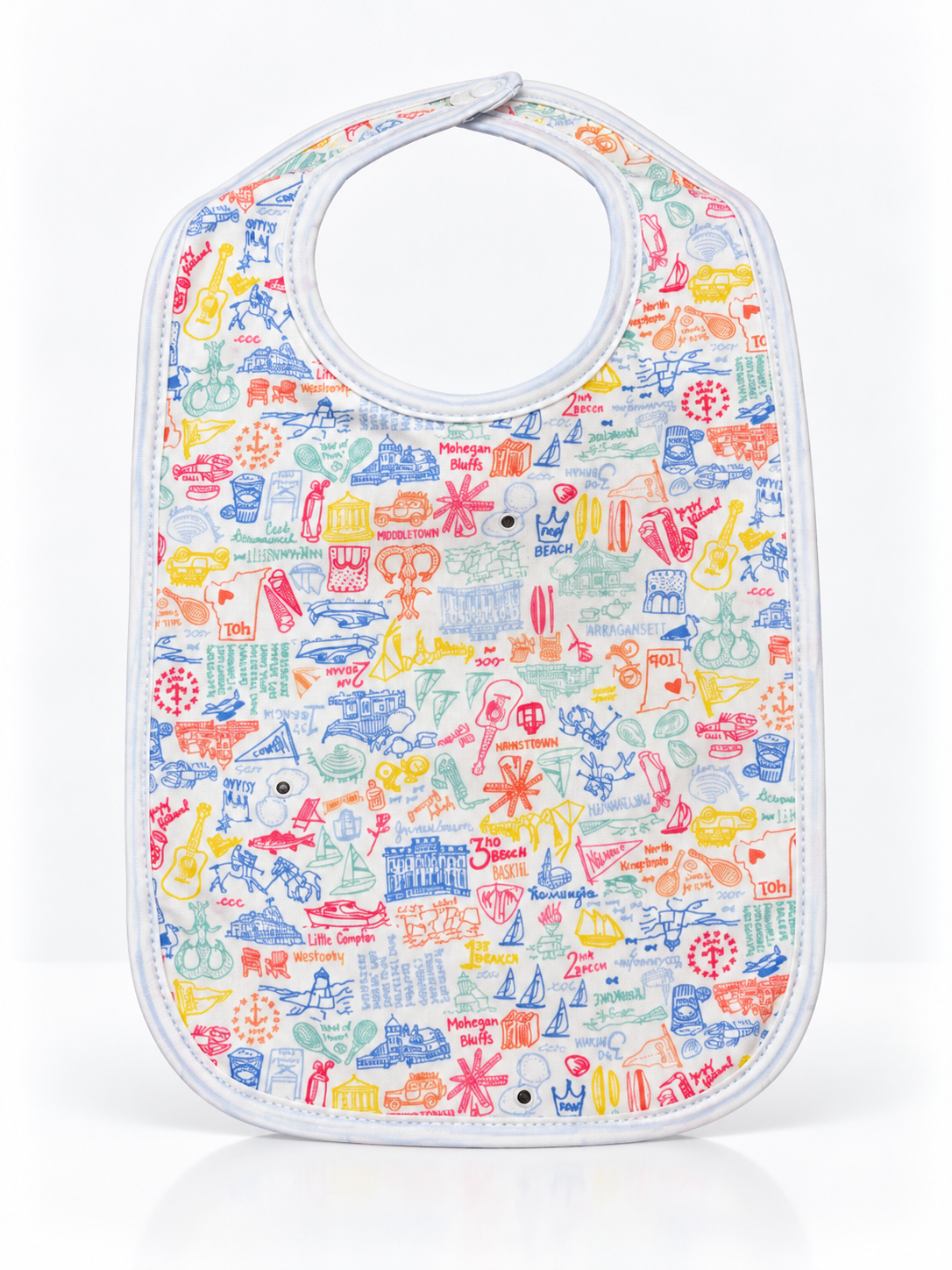 Colorful Rhode Island Icons Baby Bib