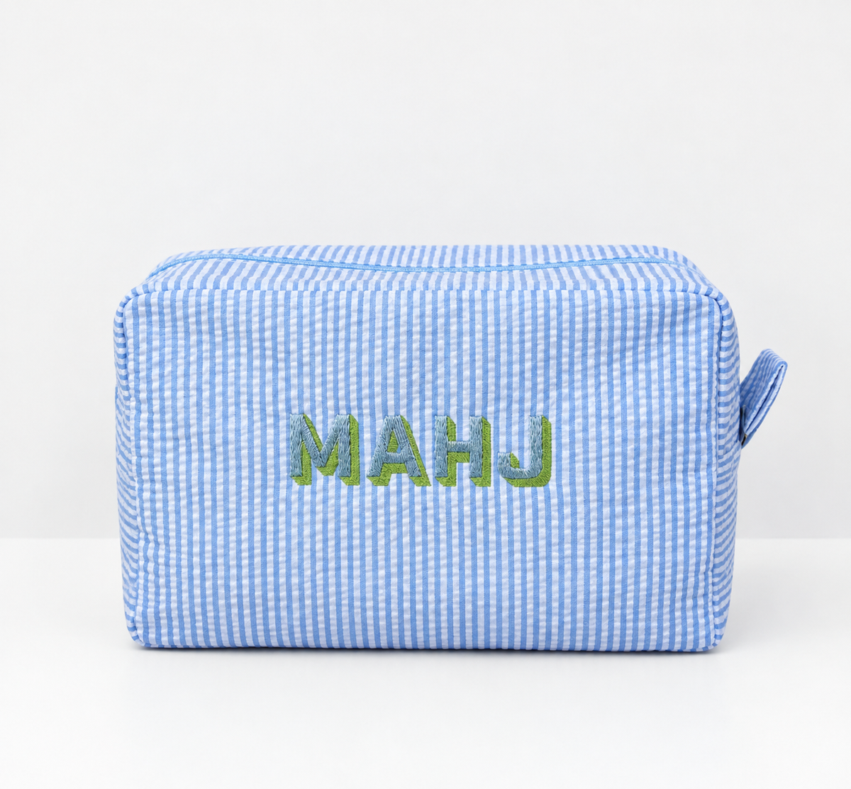 Embroidered Mahjong Pouch & Travel Case - Sky Blue & Lime