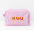 Embroidered Mahjong Pouch & Travel Case - Pink & Orange