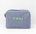Embroidered Mahjong Pouch & Travel Case - Classic Navy & Lime