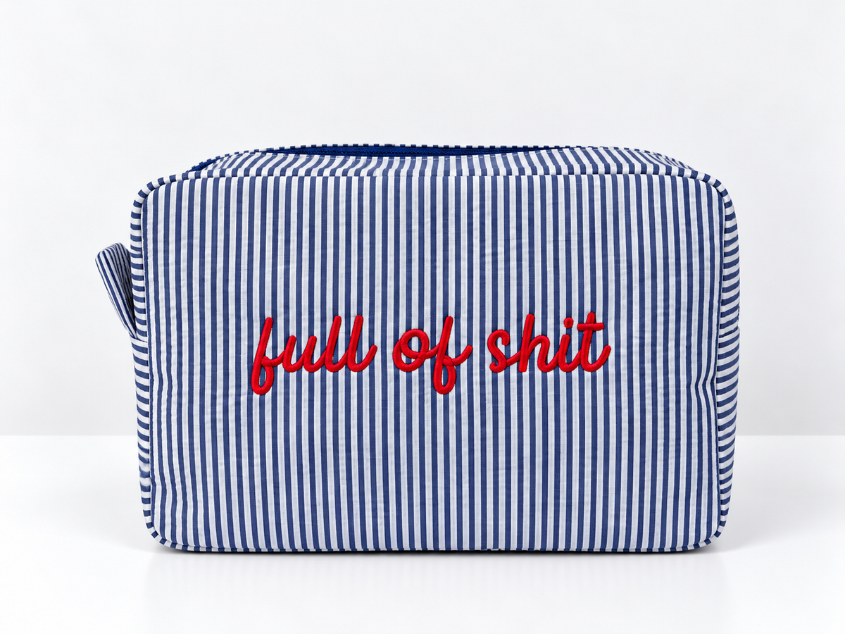 The "Full of Shit" Pouch & Travel Case - Navy Blue/Red