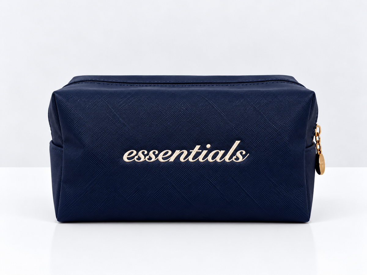 Everyday Essentials Embroidered Cosmetic Bag - Navy