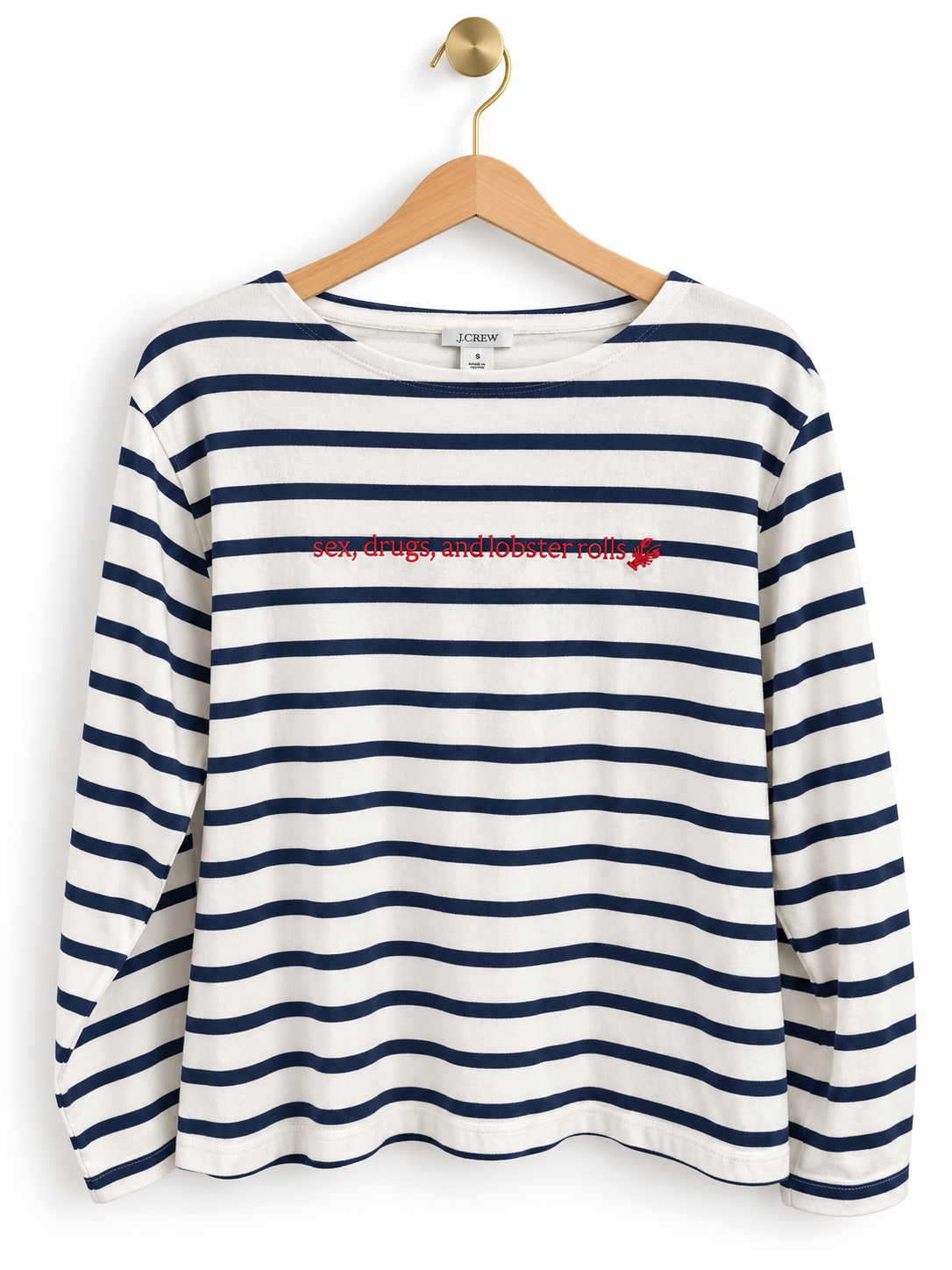 Upcycled J.Crew Sex, Drugs, & Lobster Rolls Striped Tee