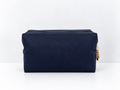Leather Travel Makeup Bag - Navy