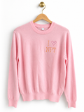 I ♡ NPT Hand Embroidered Knit Sweater - Pink