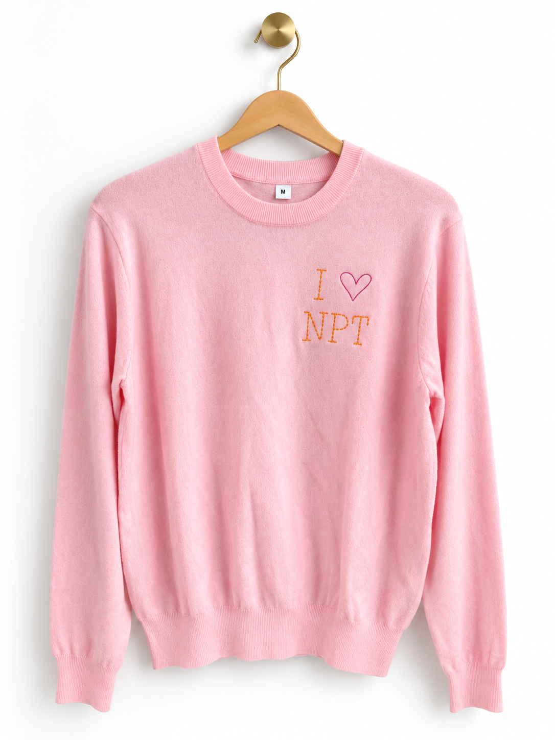 I ♡ NPT Hand Embroidered Knit Sweater - Pink